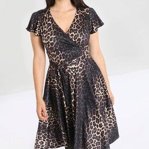 Hell Bunny Eartha Leo Leopard-Print Wrap Dress, Size M